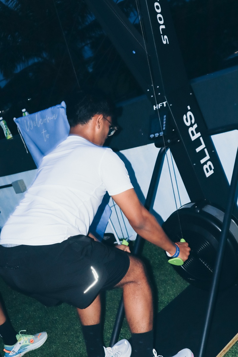 Pulling on the ski machine